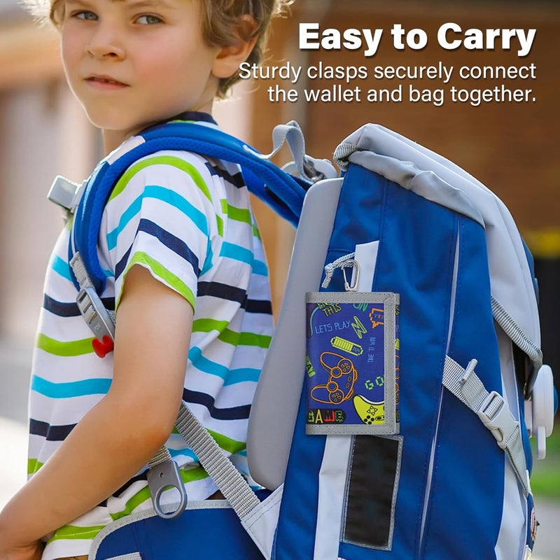 Jonyee Kids Wallets for Boys and Girls Ages 4-18 Trifold, Toddler/Youth Wallet for Boys Age 5-7 with Zippered Coin Pocket and Card Holders, Novelty Wallet for Childrens Birthday Gifts - Blue Gamepad - Image 3
